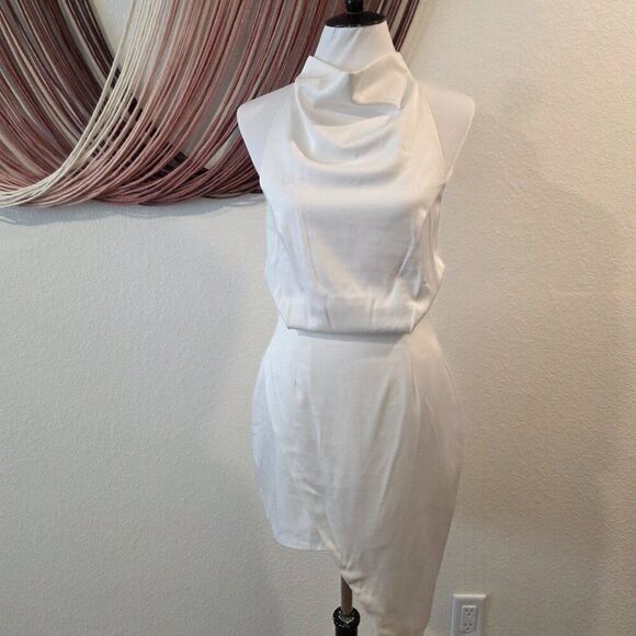 Elliatt Camo Asymmetric Satin Cocktail Dress Sz S - Picture 2 of 6